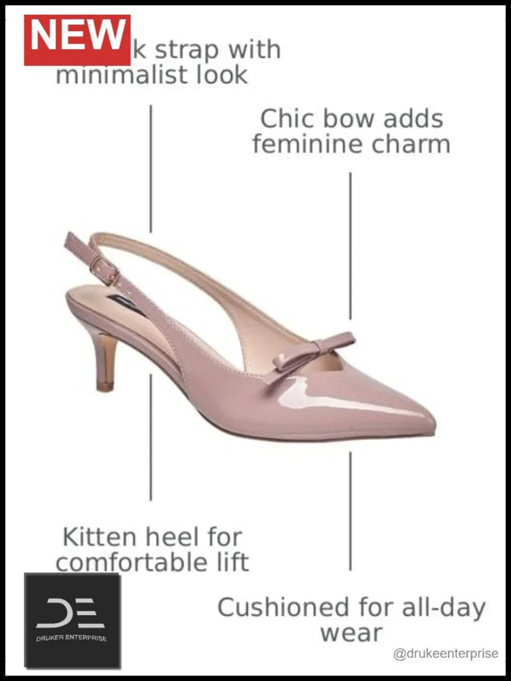 Slingback Pointed Toe Heels Women's Dress Shoes Adjustable Strap
